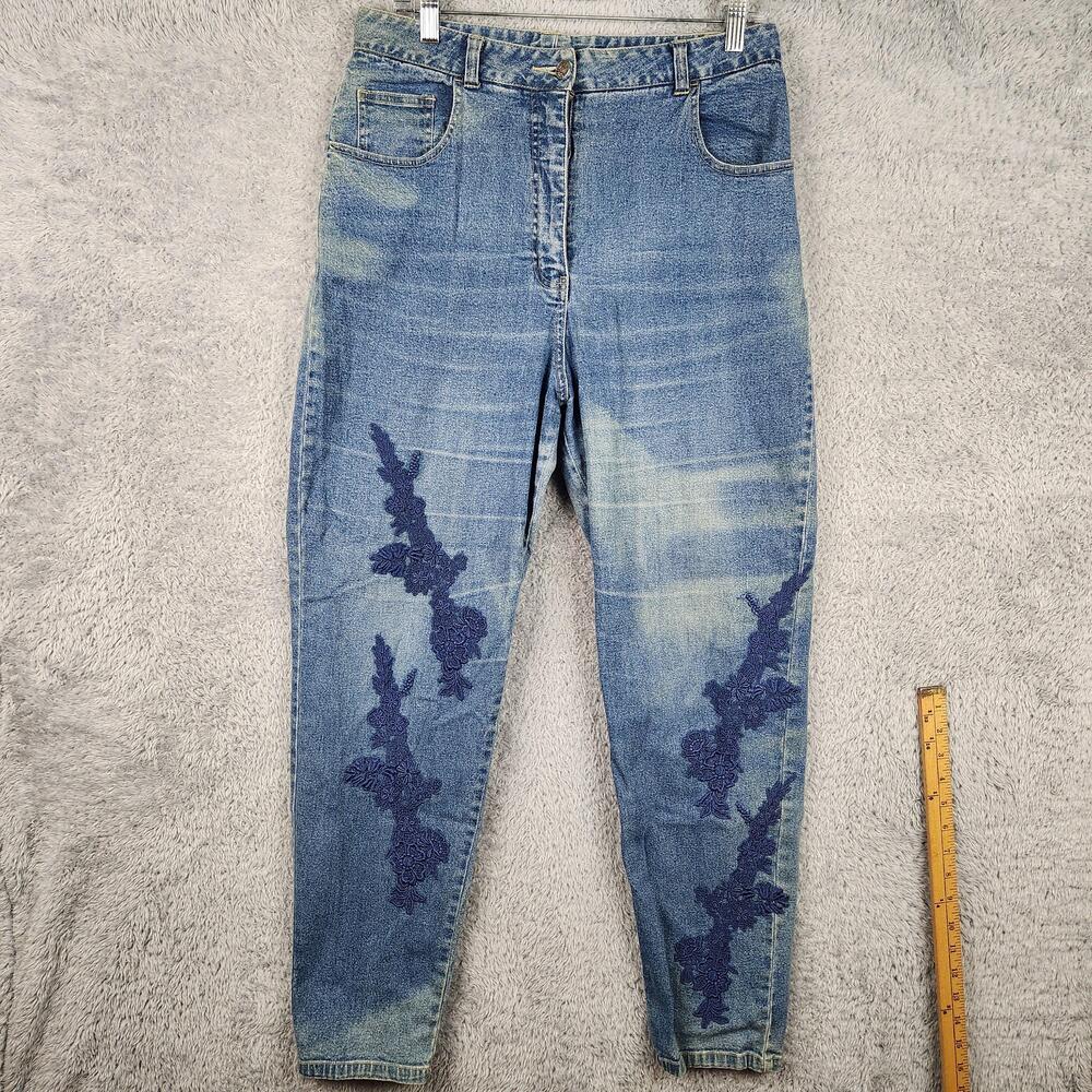 Vintage Denim & Co Jeans Womens 14 Blue Fairy Boho Stretch Lace Floral Y2k Denim